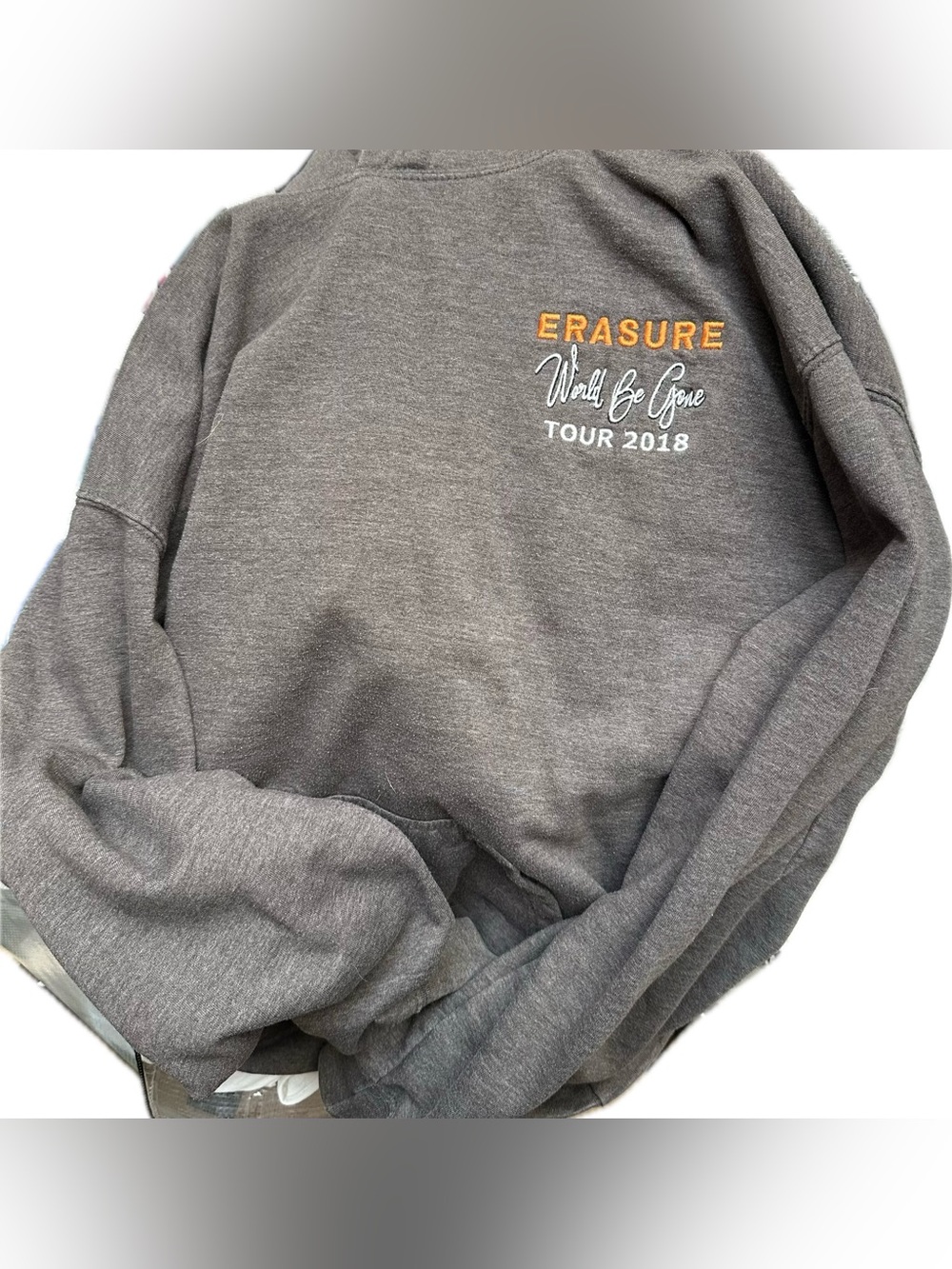 Vint Erasure Music Concert World Be Gone Tour 2018 Official Hoodie Sweatshirt XL